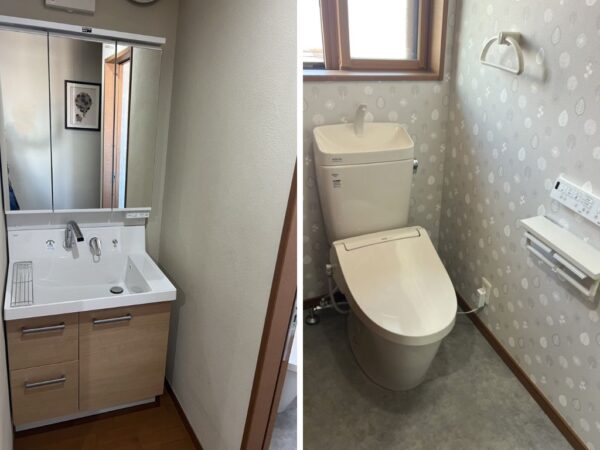 【洗面化粧台とトイレの交換】茨城県牛久市