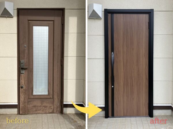 【補助金対象】玄関ドアリフォーム｜LIXILリシェントで１日で外観を一新！＜茨城県つくば市＞
