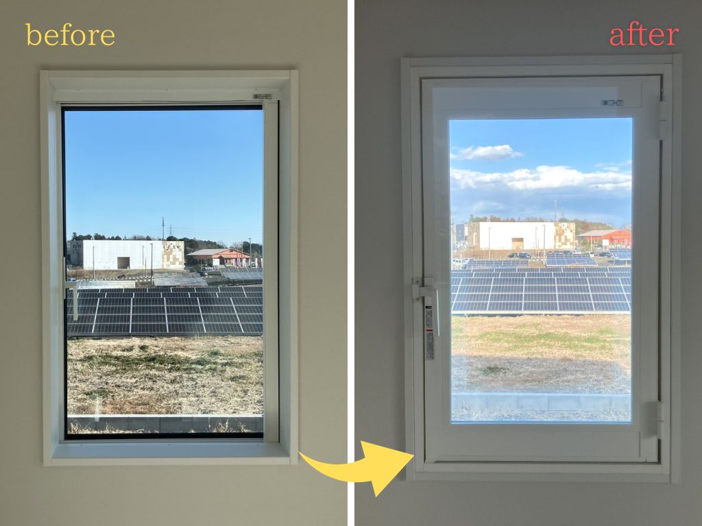 内窓リフォーム施工例｜LIXILインプラスで寒さ・結露対策【開き窓】～茨城県土浦市～