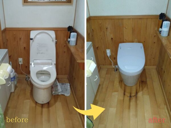 【LIXILサティスSタイプでトイレ交換】タンクレストイレで空間すっきり！お掃除しやすく快適なトイレへ